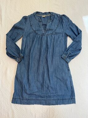 Fat Face Blue Denim Dress Long Sleeves Pockets Women’s UK 10 US 6